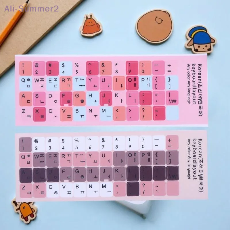 {MX} 1/3 Sheets Color Korean Japanese Keyboard Stickers Universal Computer Notebook Keyboard Decals DIY Replacement Accessories