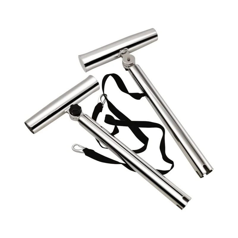 ISURE MARINE 2Pcs Adjustable Silver Highly Polished Stainless Steel Adjustable Outrigger Stylish Rod Holder