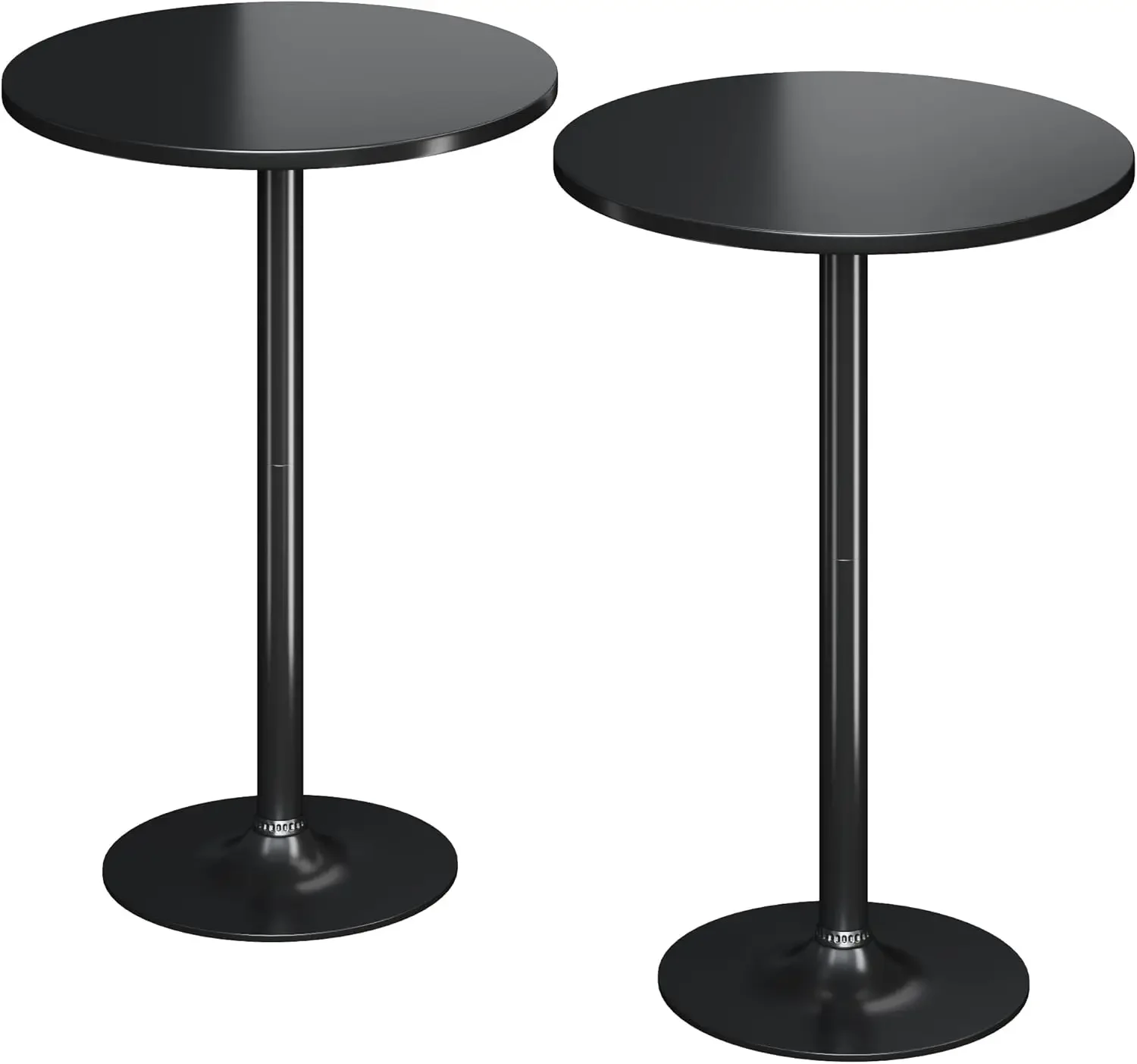Round Bistro Pub Table 2 Pack Modern Style Metal Base Top Cocktail Bar Table Counter Bar Height for Pub, Dining