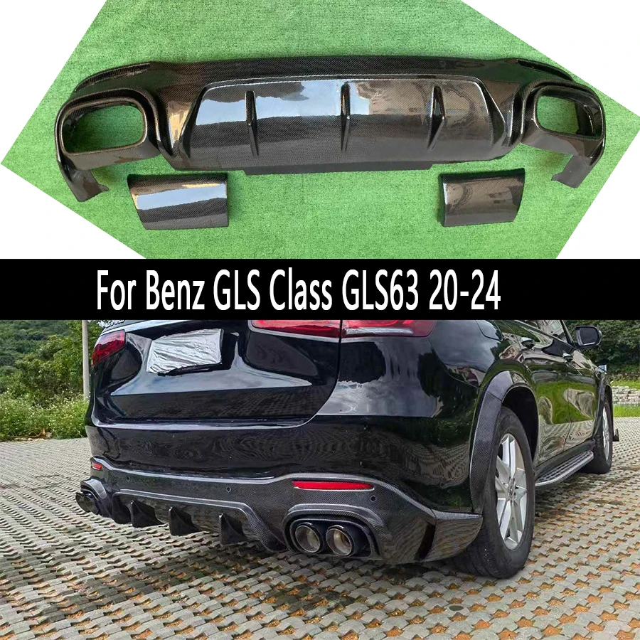 

For Mercedes Benz GLS Class X167 2020-2024 Carbon Fiber Car Rear Bumper Diffuser Rear Splitters Spoiler Back lip body kit