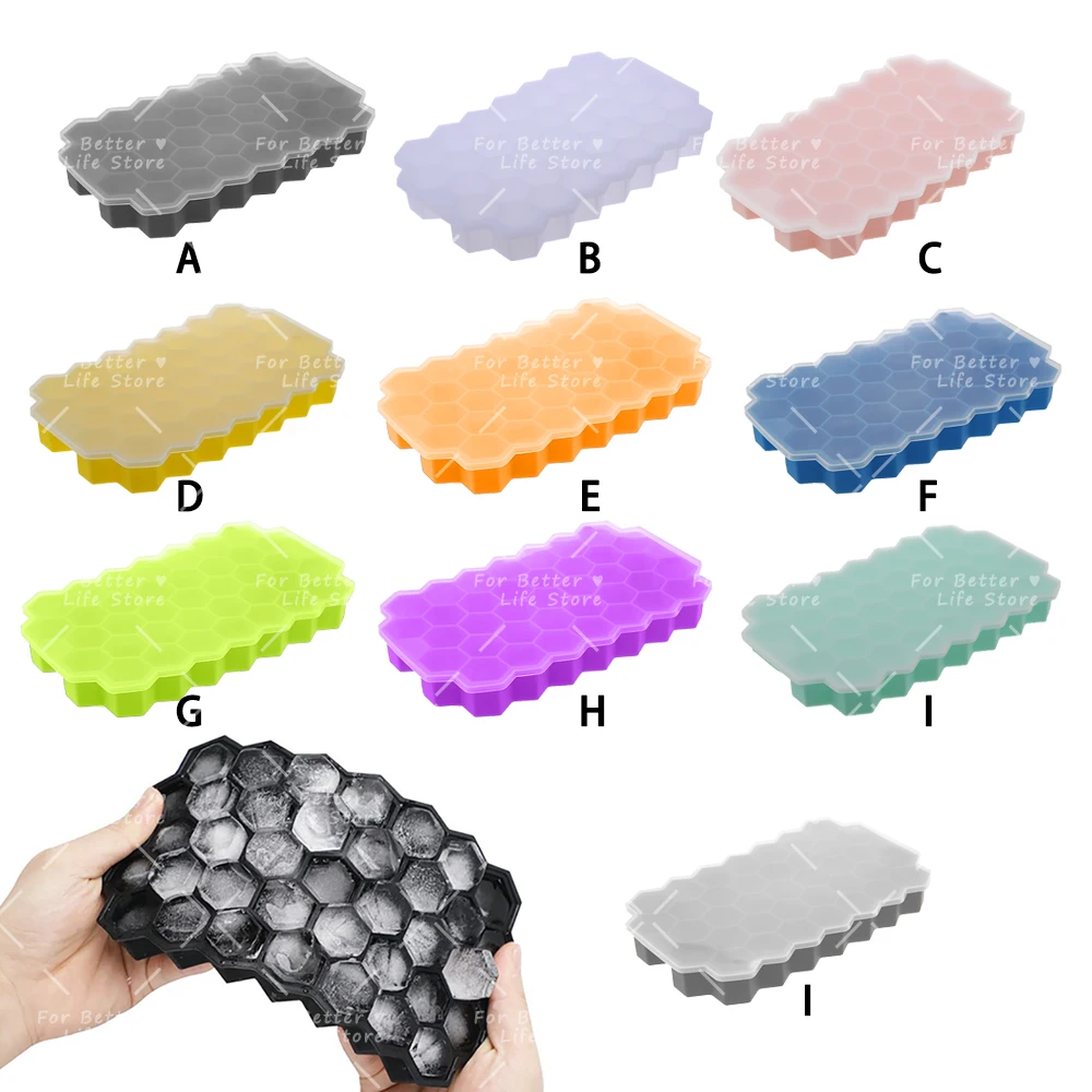 1 Piece 37 Grid Ice Making Ice Mold Mold Honeycomb Ice Cube Silicone Mold Food Grade Silicone Honeycomb Ice Tray Mold with Lid