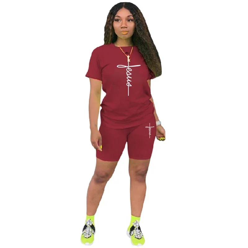 Tuta da donna Stampa Tendenza T-shirt + Pantaloncini Set da 2 pezzi Semplicità casual Abito di lusso morbido Jogging Sport Abbigliamento estivo