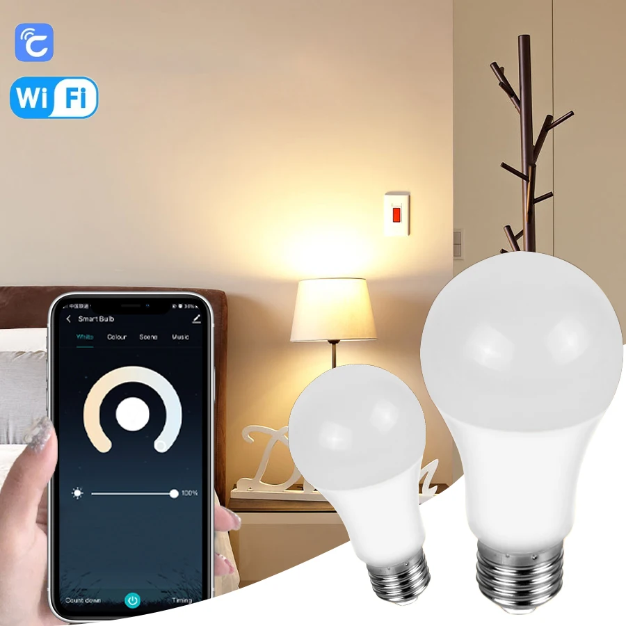 Cozy Life 85-265V E27 WIFI Smart Bulb RGB Colour Adjustment Timer Switch APP Control Living Room Bedroom Decorative Light