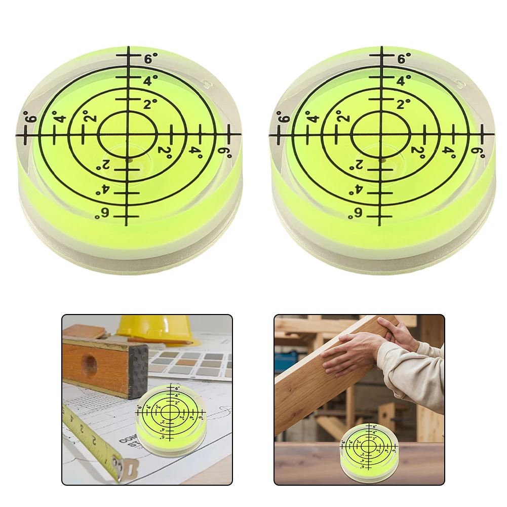 2PCS 32mm Acrylic Bubble Level For Spirit Bubble Degree Mark For Level Round Circular Measuring Meter 20°-30° Handy Tool