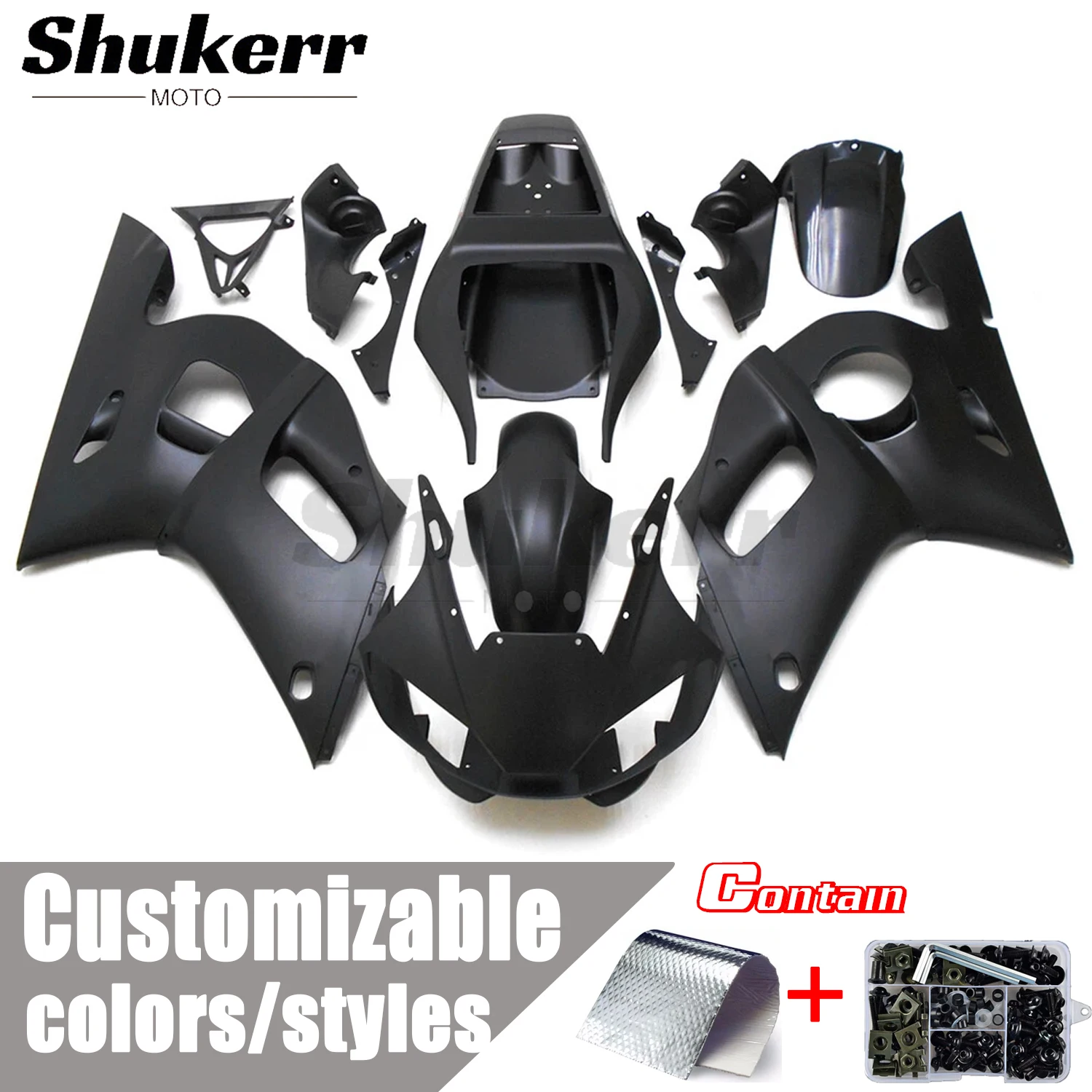 New Abs Plastic Motorcycle Fairing Kit Fit for Yamaha Yzf-R6 Yzf600 1998 1999 2000 2001 2002 Full Bodywork Kit Matte Black