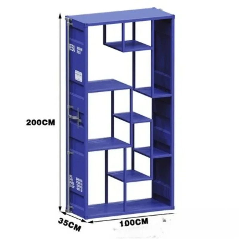 Industrial style container bookshelf blue creative storage figure display stand
