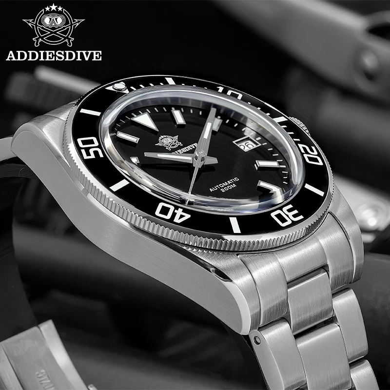 Addiesdive جديد 39 مللي متر شبح الماء غواص ساعة فاخرة الياقوت الفولاذ المقاوم للصدأ 20Bar مقاوم للماء AD2084 ساعة ميكانيكية أوتوماتيكية
