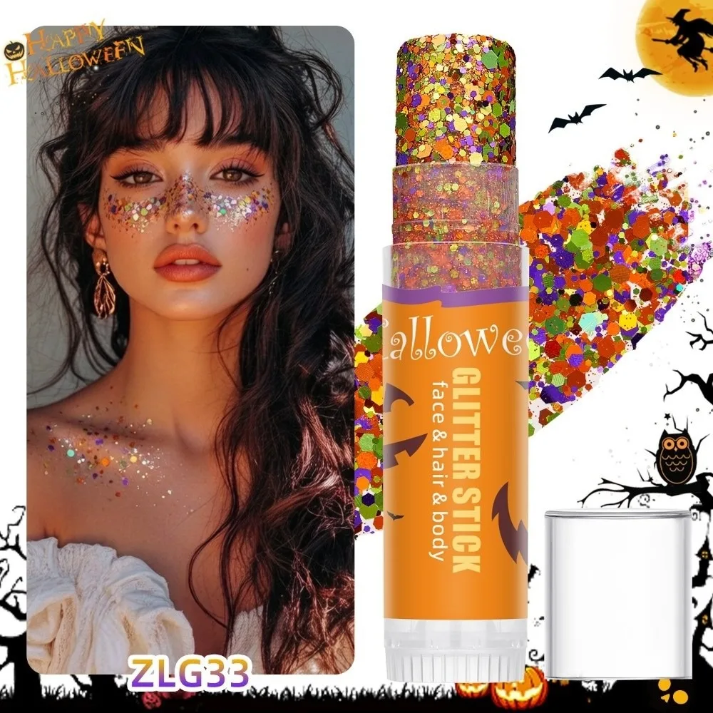 Gel Texture Body Art Glitter Stick Multi-Purpose Flash Effect Facial Eyeshadow Stick Shiny Water-Resistant Lip Hair Makeup Stick
