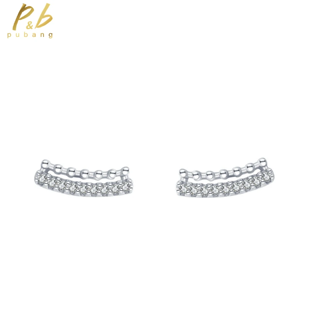 

PuBang Fine Jewelry 100% 925 Sterling Silver High Carbon Diamond Delicate Stud Earrings for Women Anniversary Gift Drop Shipping