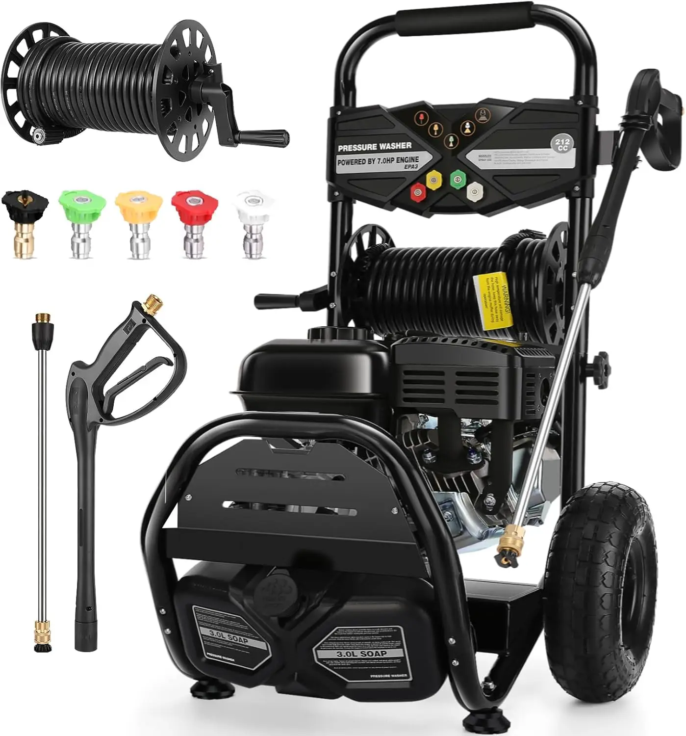 

Professional 4200PSI 4GPM 212CC Gas Pressure Washer, 7.0HP Heavy-Duty 3600RPM Commercial Gas Power Washer with 10" Wheels