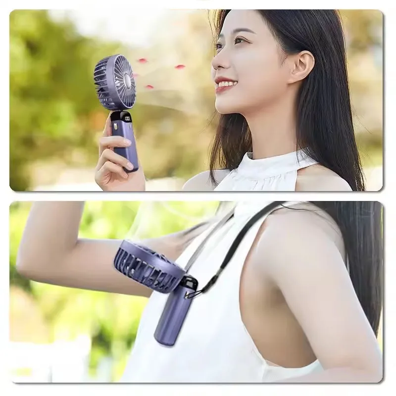 Folding Fan Mini Portable Hand-Held Fan Rechargeable Multifunctional Fan With Display Screen Neck Hanging Fans image 6