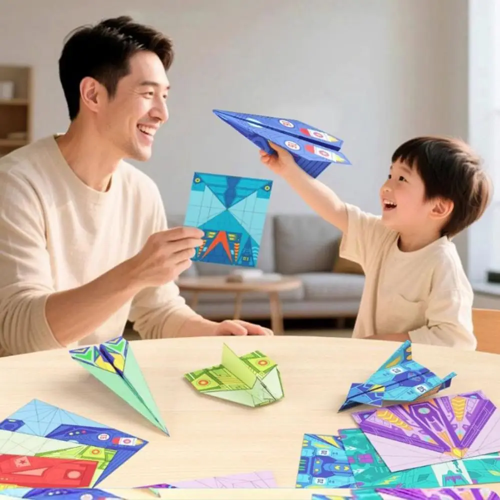 Paper Handmade Airplane Origami Art Learning Folding Airplane Origami Set 3D Cartoon Versatile Paper Aircraft Toy