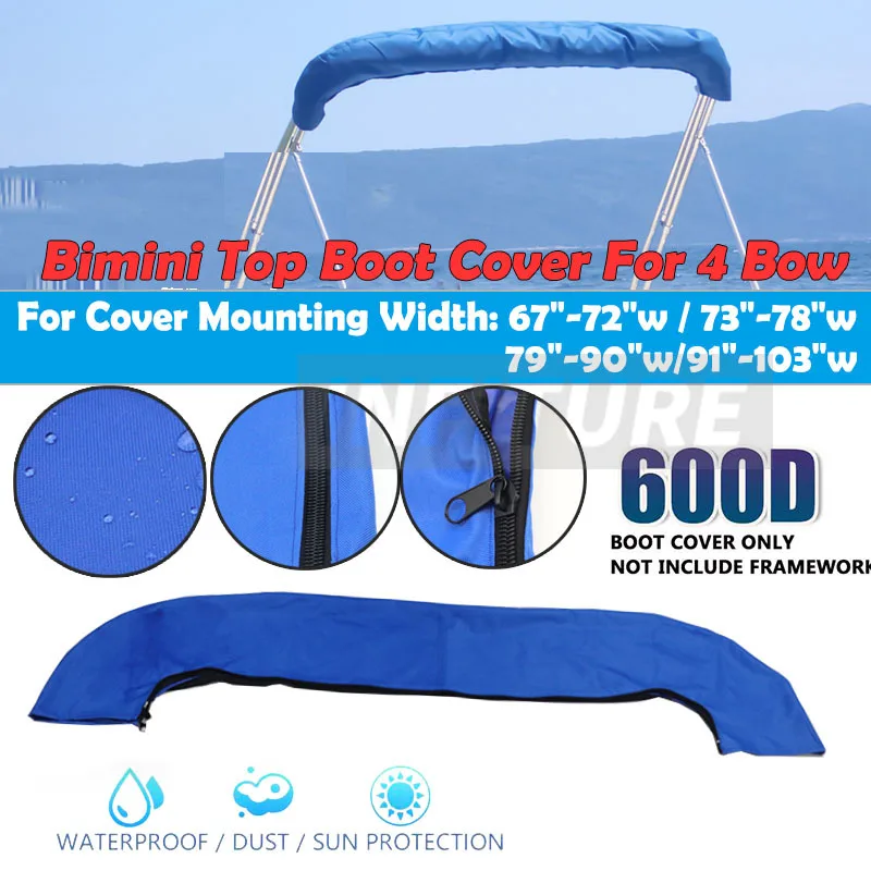 

Bimini Top Boot Cover 600D 3Bow/4Bow без рамки Водонепроницаемый чехол для яхты и лодки с застежкой-молнией Анти-УФ-пылезащитный чехол Морские аксессуары