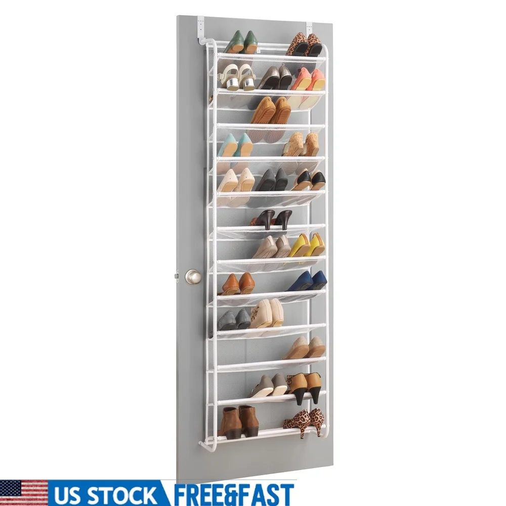 

Over The Door Shoe Rack 36 Pairs Durable Metal Mesh Design Easy Assembly Space Saving Storage Solution Home Organization