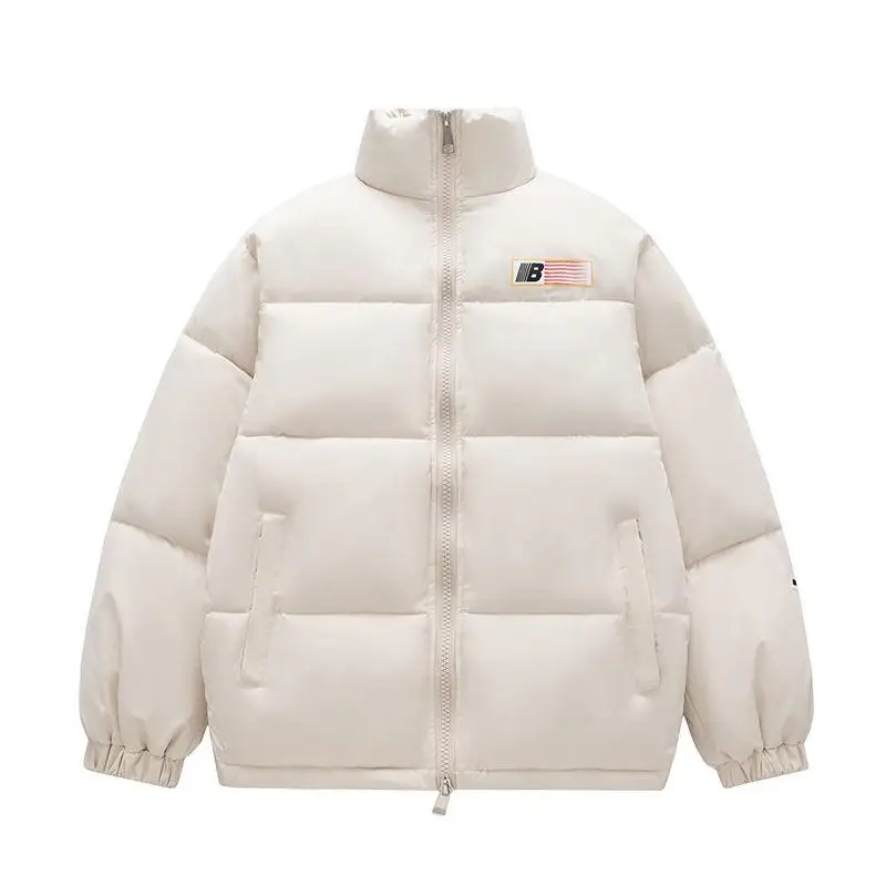 

Thiened down Cotton Jaet Letter Print ex Winter Outerwear Street Sle High Street Bread ape Coat for Couples