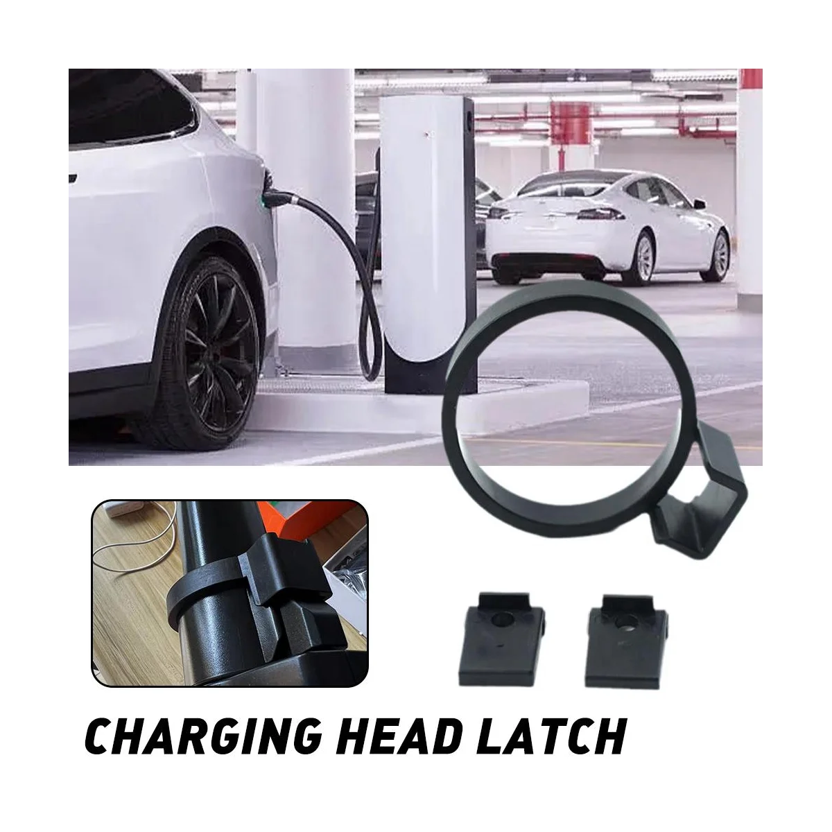 

2Pcs Charger Lock for Tesla Model 3 Model Y 2022 2019 2021 J1772 Charge Adapter Charging Safety Protection