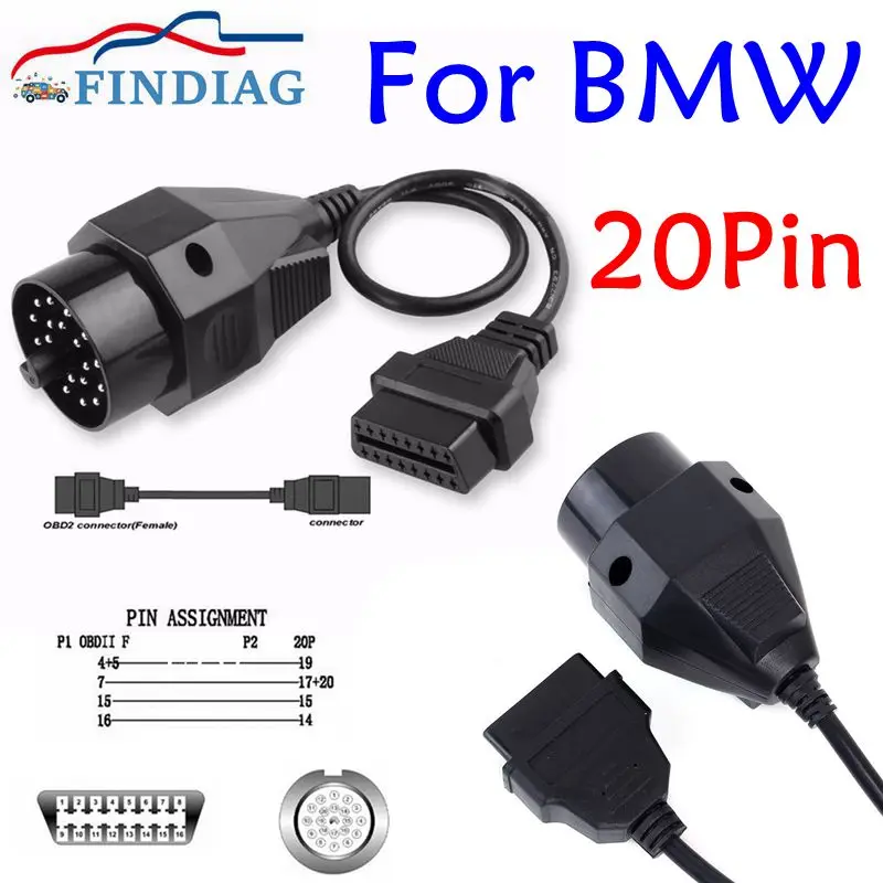 

Диагностический кабель OBD2 для BMW 20-контактный разъем OBD2 для OBD1 для разъема BMW 20-контактный разъем 16-контактный разъем OBD OBD2 адаптер