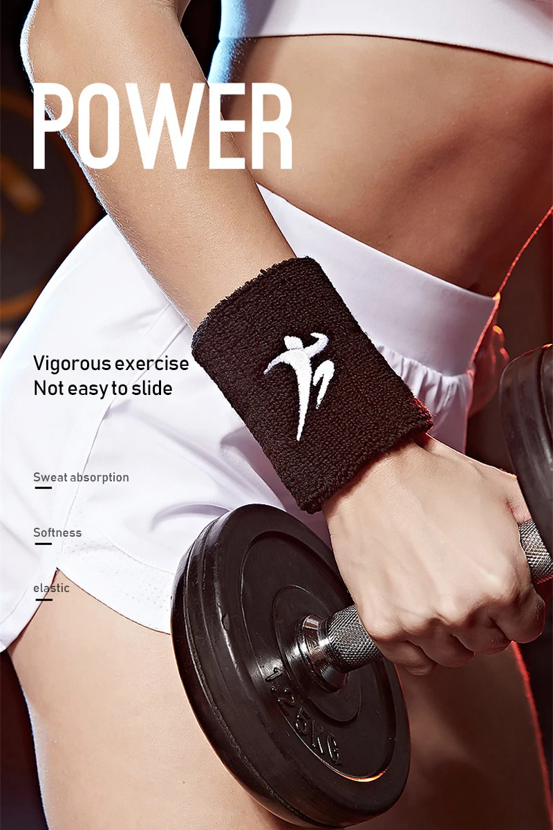 New Professional Fitness Wristbands Sport Sweatband Hand Band Sweat Wrist Support Brace Wraps Tennis Badminton Basketball Guard