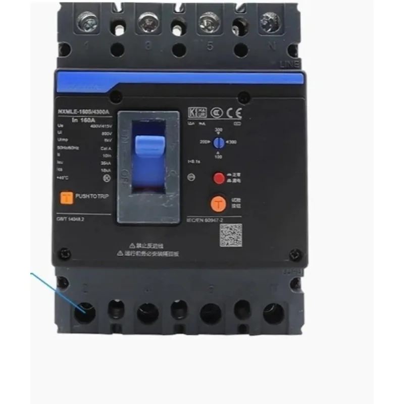 Molded Case Residual Current Circuit Breaker NXMLE-125S NXMLE-250S/4300A 160A 4P Overload Short Earth Fault Protection Switch