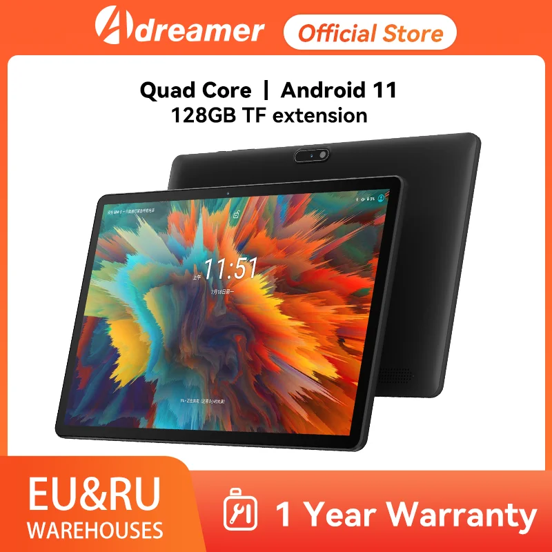 Adreamer-LeoPad10 Tab Tablet 10.1 ", IPS 1280x800, Android 11, Quad Core, 4GB de RAM, ROM 64GB, Bluetooth, 6000mAh, WiFi, Portátil, PC