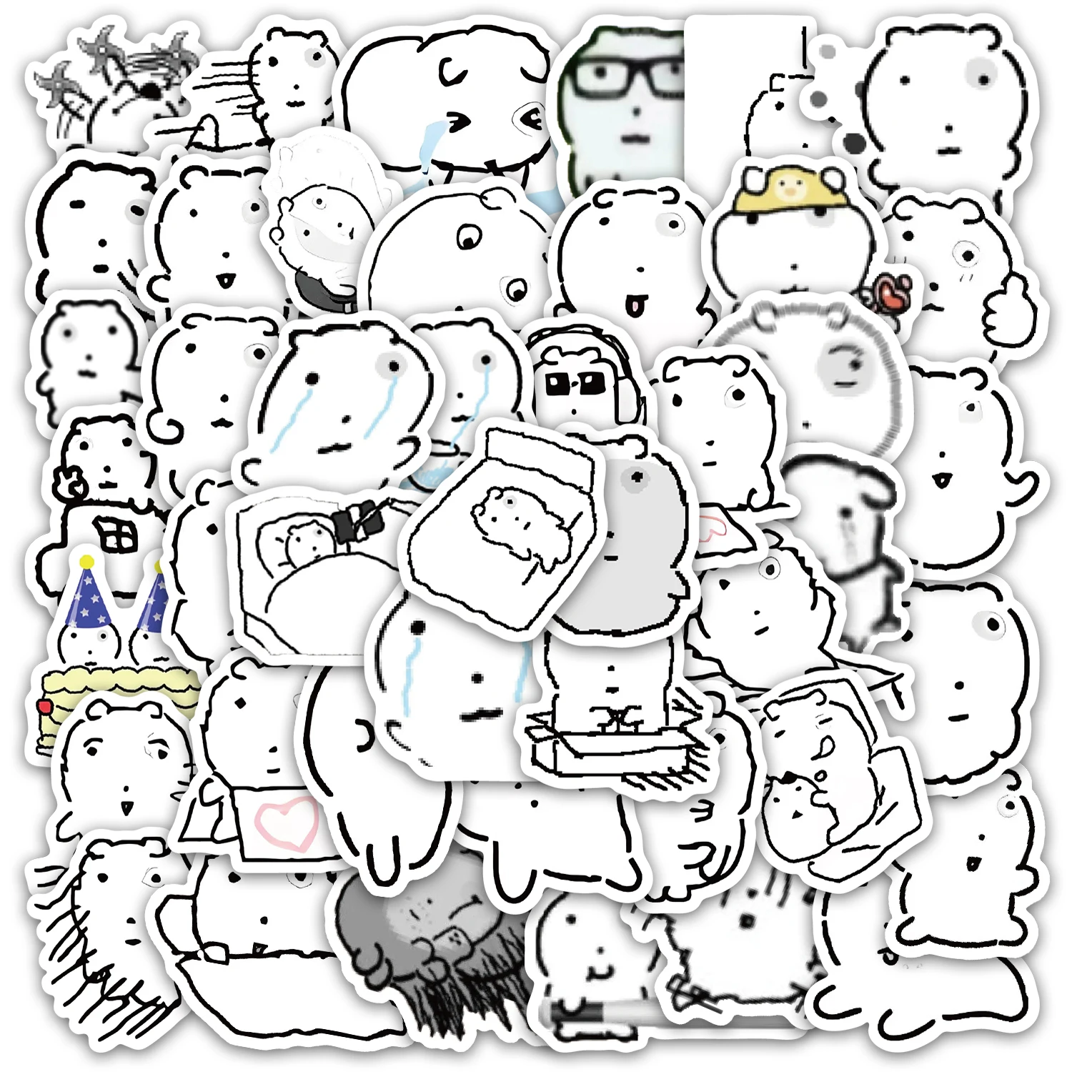 72PCS Swollen Eyed Cat Stickers DIY Phone Case Laptop Water Cup Computer Toy Stickers