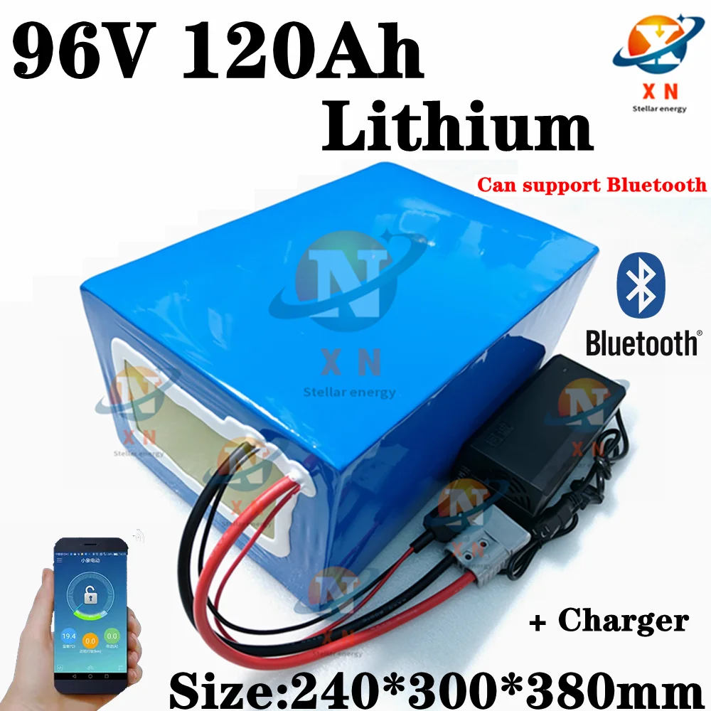 96v 120ah Lithium Ion Battery Li Ion Bluetooth BMS APP For 5000W Motor Robot Scooter Bike Motorcycle AGV Bike + 10A Charger