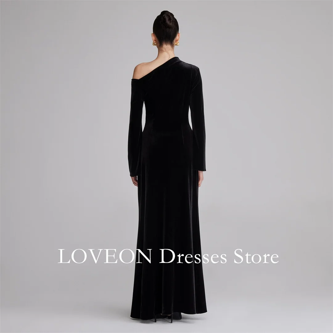 Colavis One-Shoulder Black Formal Evening Dresses Velvet Long Sleeves  فساتين سهرة  Customized Elegant Prom Growns Party Women