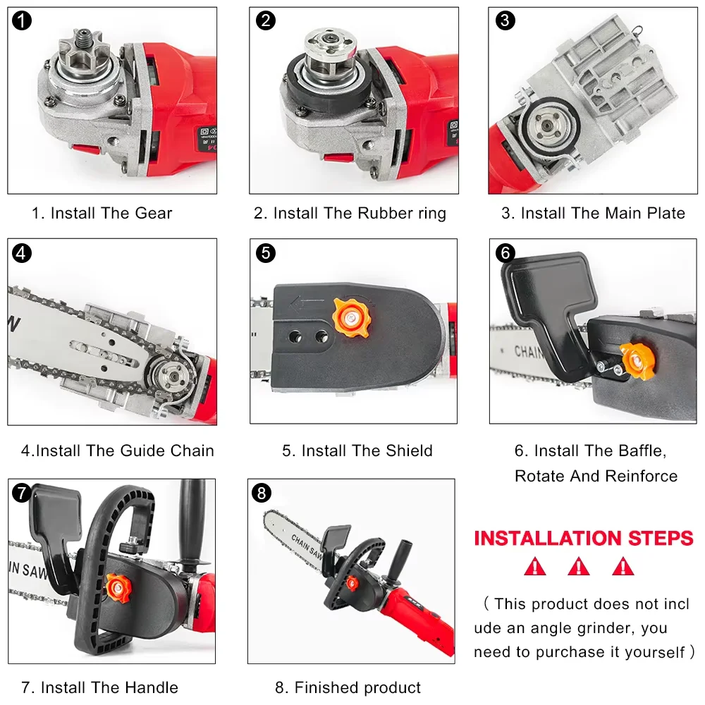 12-inch Electric Chain Saw Converter Bracket DIY Kit For 100/115/125/150/180mm Angle Grinder, M10-M14-M16 Home Woodworking Tools image 6