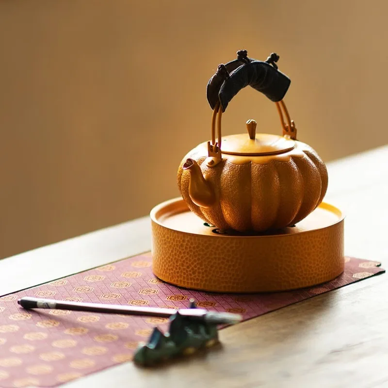 Zhu Bingren Copper Prince Tea Gift Set Handmade Purple Copper Teapot With Copper Tea Tray Home Tea Collection Gift