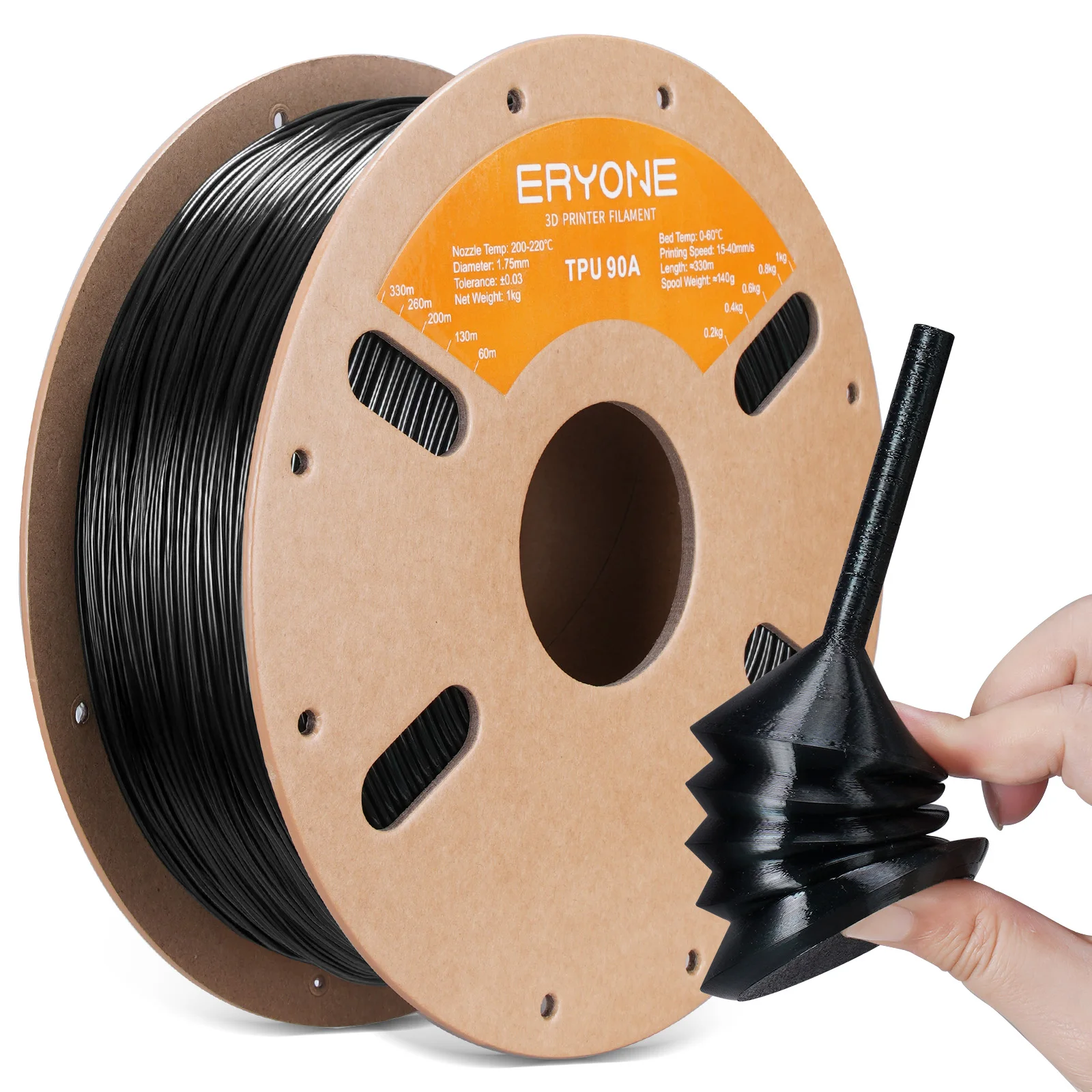 

ERYONE TPU Filament 90A 1.75mm for 3D Printer +/-0.03mm, 90A, 1kg (2.2 LBS) / Spool