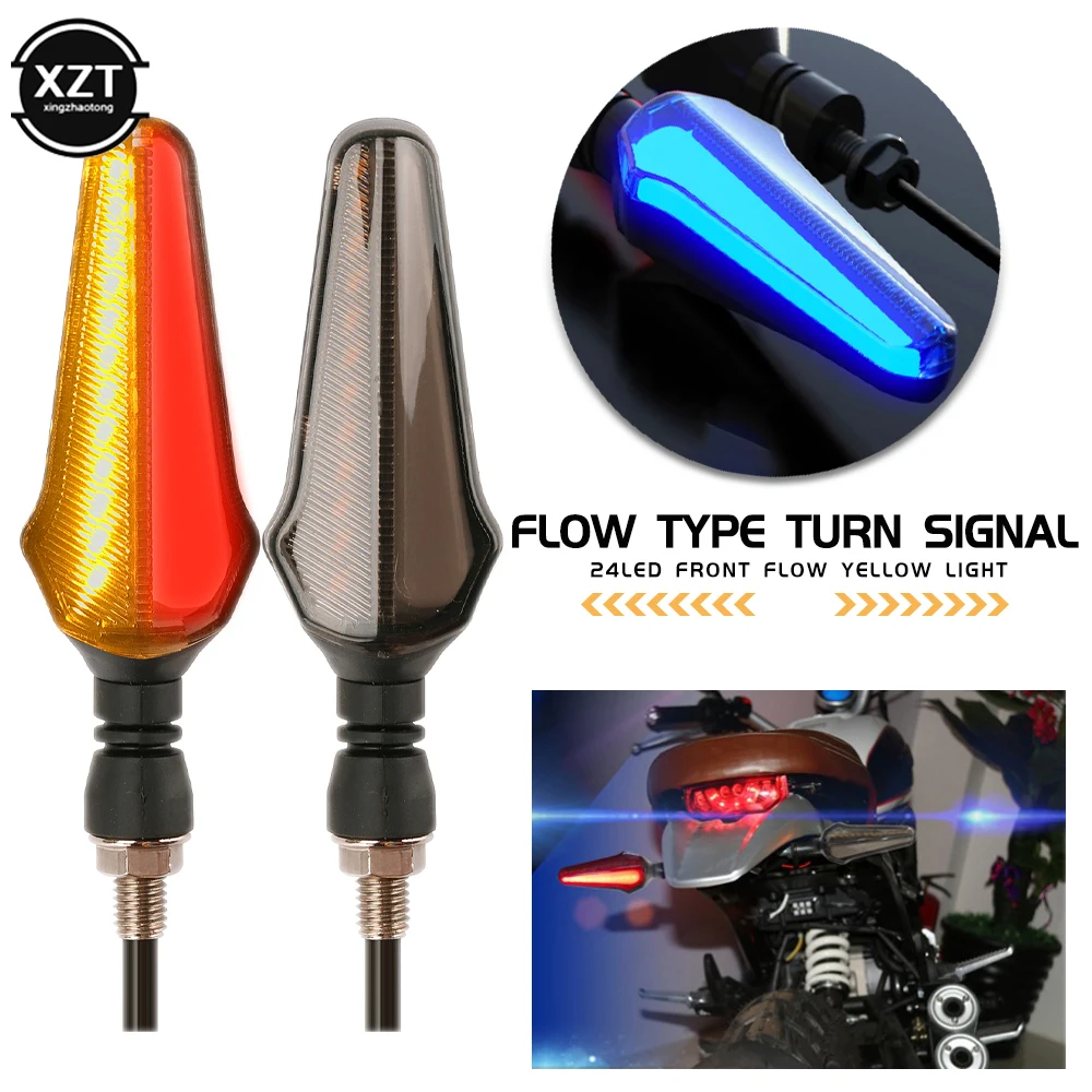 2pcs Motorcycle Turn Signal 24LED Bright Lights 2 in 1 Low Power Motorcycle Indicators Flowing Turn Signal Lights