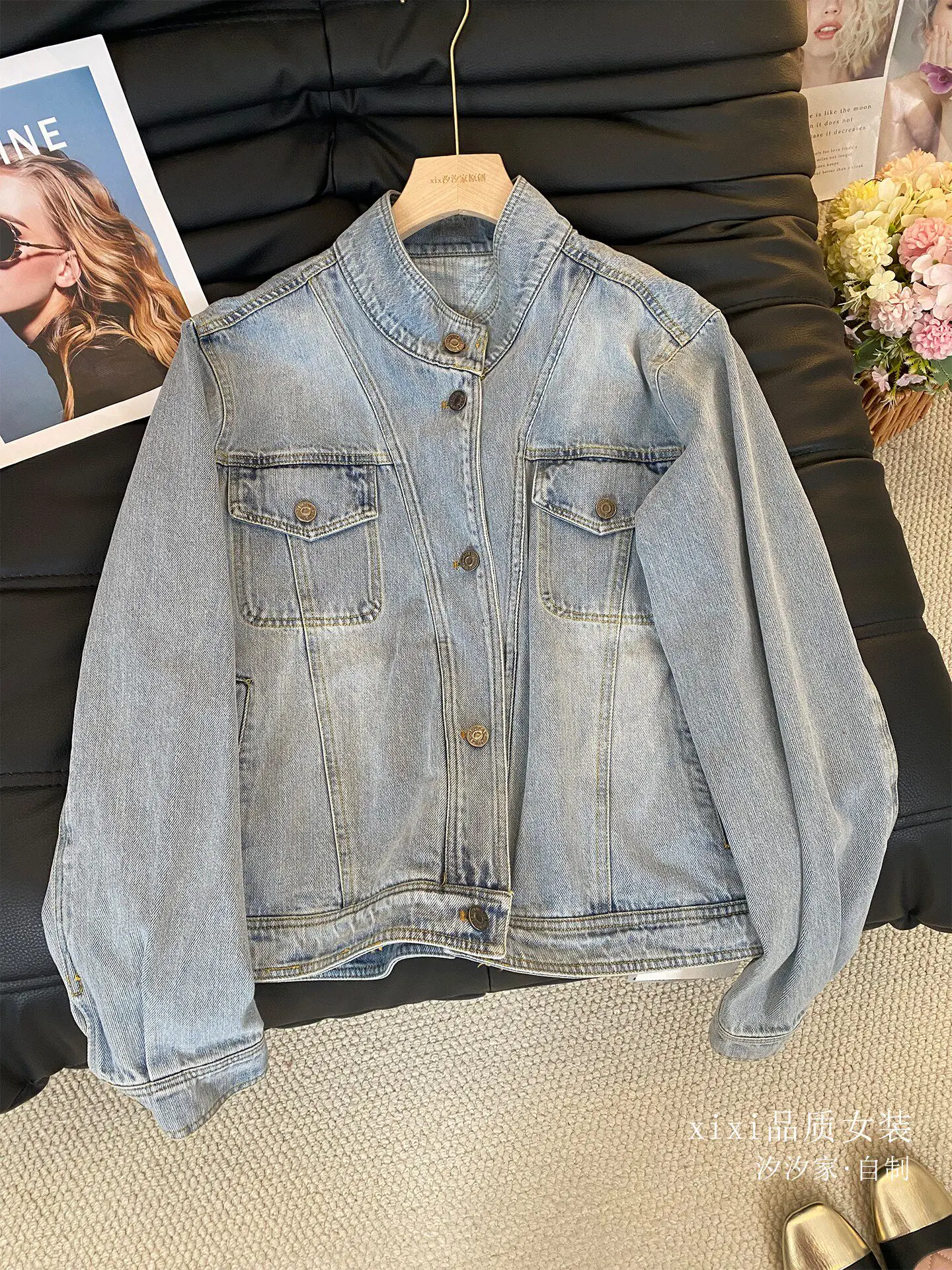 New Minimalist style denim jacket popular short top Coats