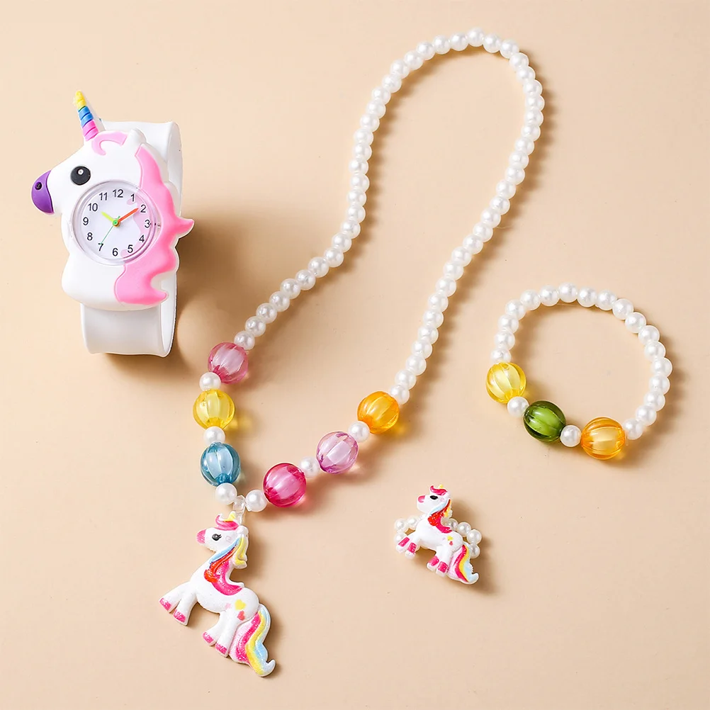

Unicorns Design Slap Watch Bracelet Necklace Girls Lovely Wristwatch Safe Durable Easy Wear Unique Unicorns Dial Intuitive