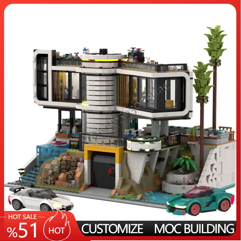 

3700 PCS MOC-42639 Mansion Construction Modular Building Blocks Set Villa House Street View Creative Children Birthday Present