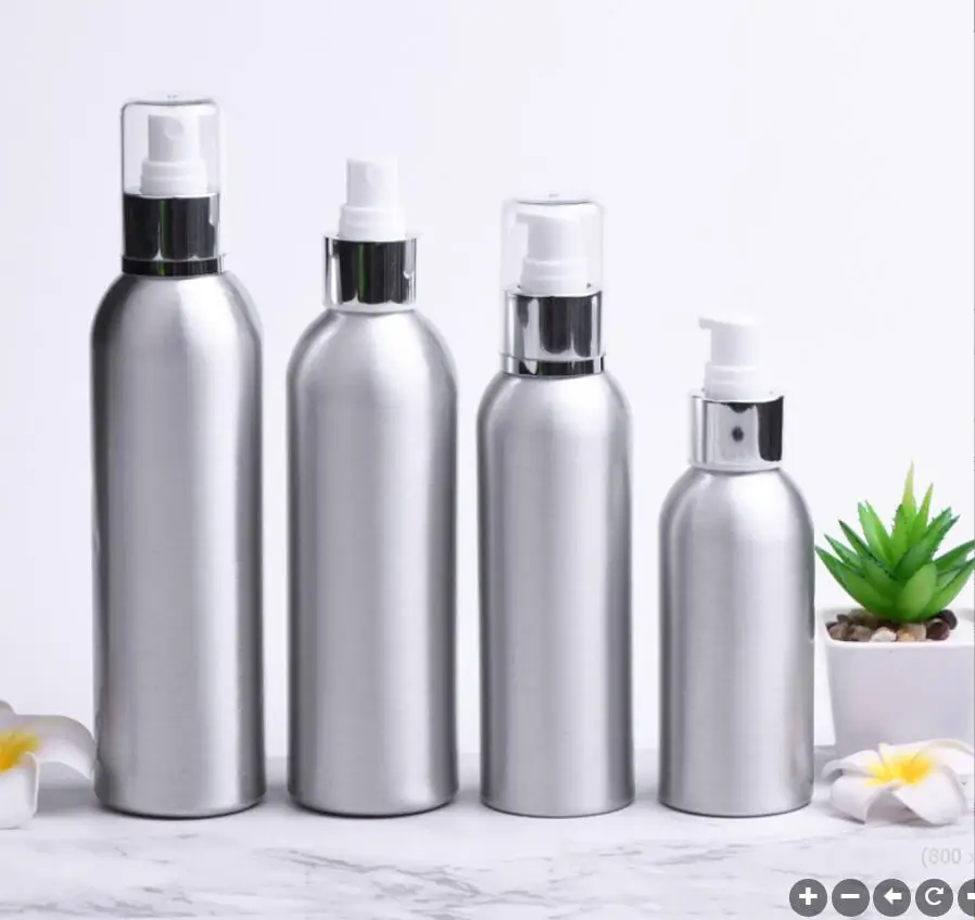 

250ml Aluminium bottle silver press pump lotion emulsion serum facial toner foundation sprayer fragrance skin cosmetic packing