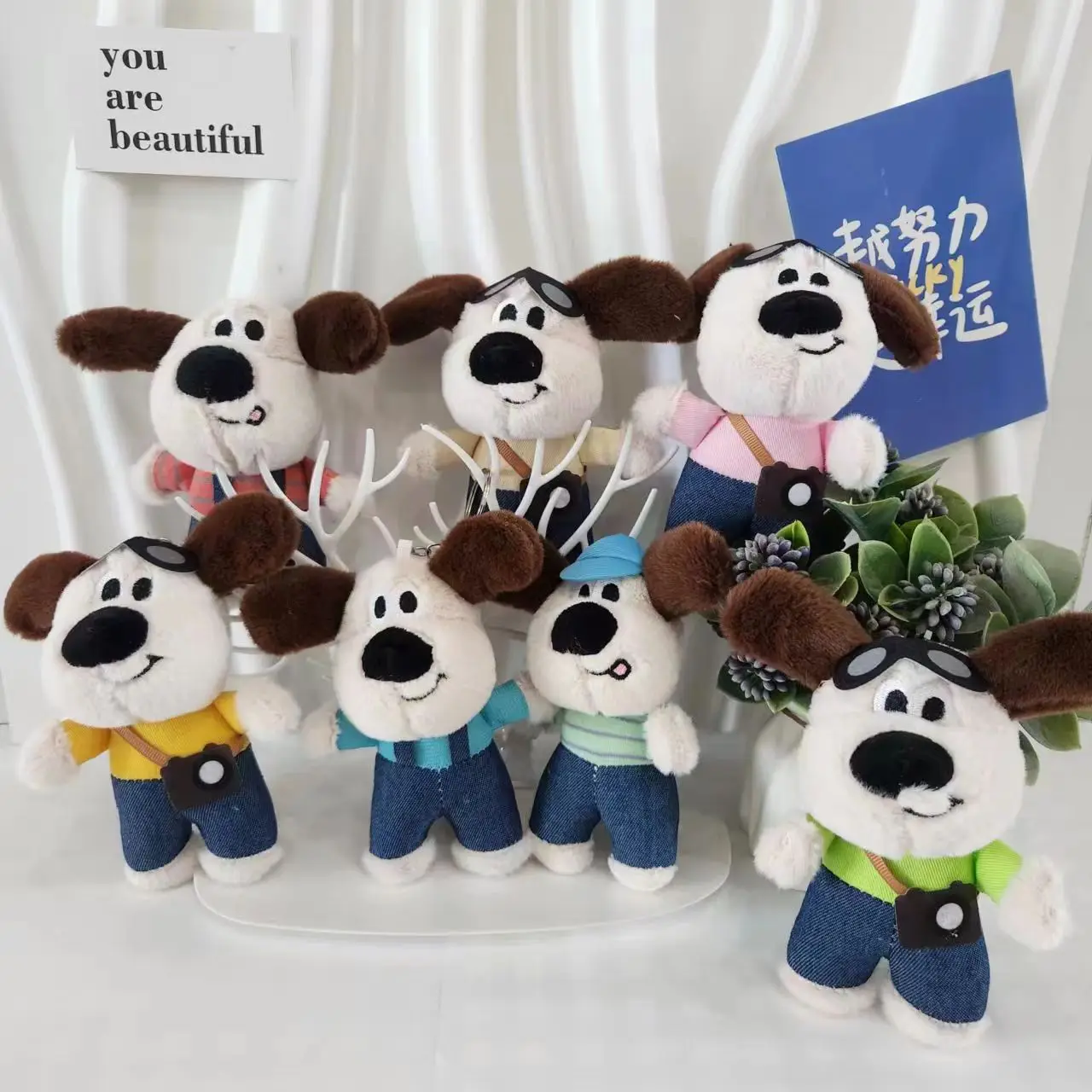 

Kawaii Room Decor Plush Keychain Lovely Plush Dog Keychain Stuffed Animal Ornaments Portachiavi Backpack Charm Gift For Couples