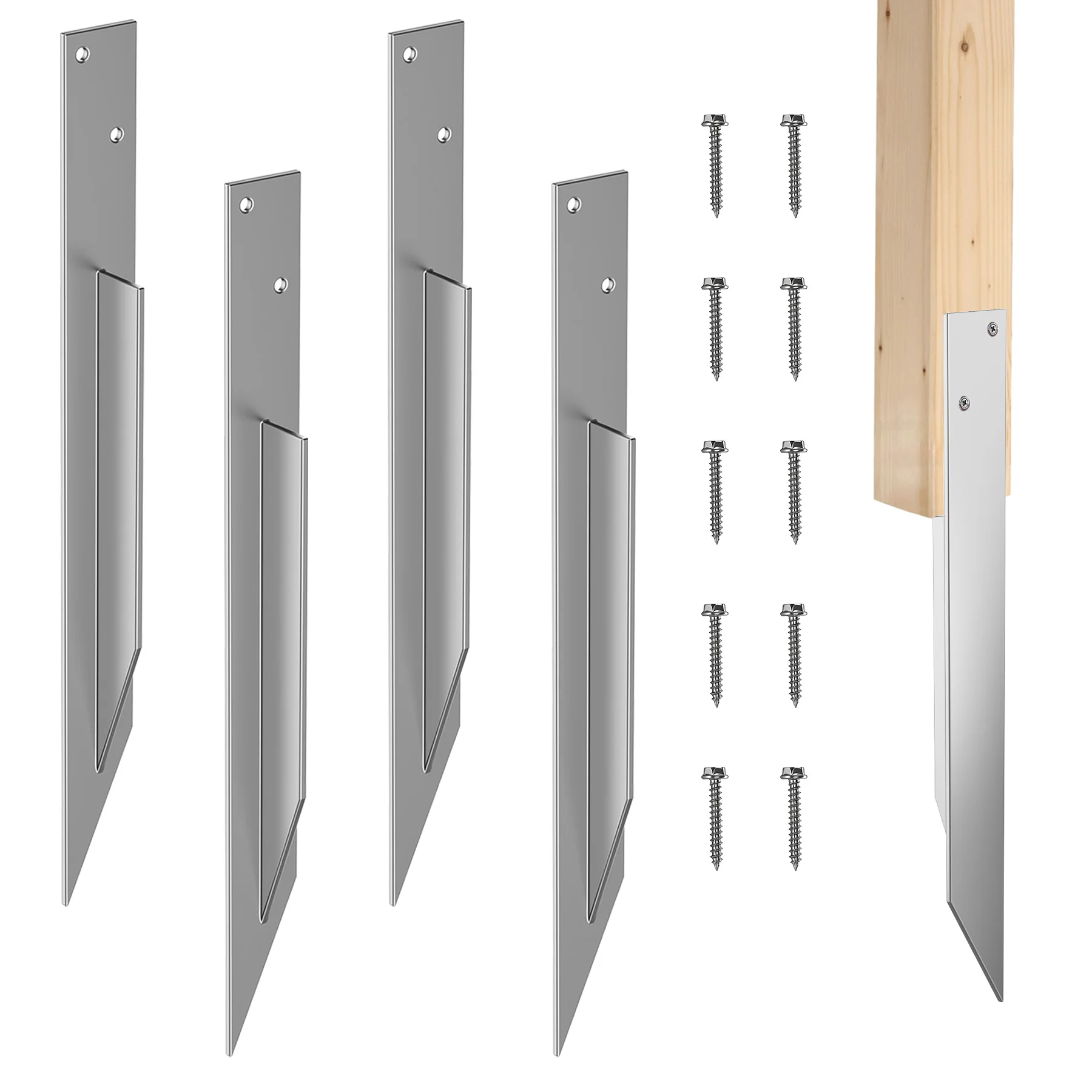 Forever Speed 4er Set Einschlaghülse Schaukel Bodenanker,43 * 3CM Einschlagbodenhülse aus Feuerverzinkt Stahl,Korrosionsschutz Erdanker Bodenanker für Schaukel & Gartenhaus