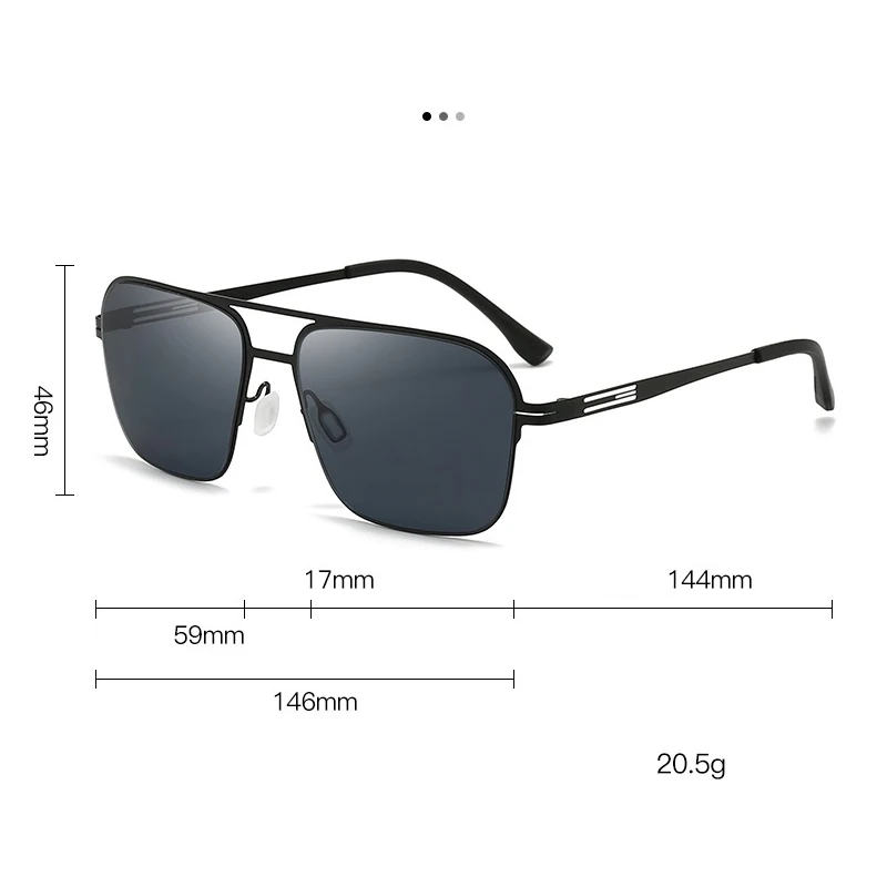 Modische Herren-Sonnenbrille aus Edelstahl mit doppeltem Fass, ultraleicht, hochwertig, sonnenblockierende Sonnenbrille mit großem Rahmen 5129 – Detail 6