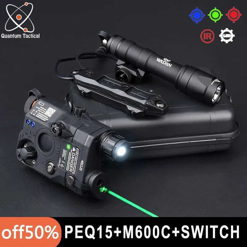 PEQ15 LA-5 Laser Red Green Blue Dot IR PEQ-15 Airsoft Hunting Scout Light M600C Wadsn Tactical Flashlight Remote Pressure Switch