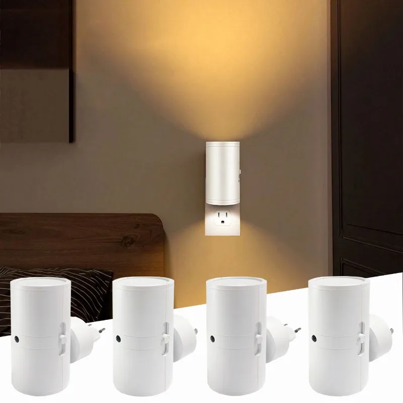 مصباح جداري بمستشعر للتحكم في الضوء الأبيض الدافئ، 3 ألوان قابلة للتعديل، مصباح سلم مناسب لغرف النوم والمكاتب بجانب السرير