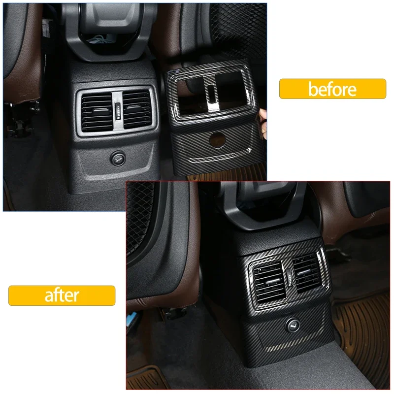 ABS Carbon Fiber For BMW X1 F48 2016-2021 X2 F47 2018-21 Car Interior Armrest Box Rear Air Conditioner Outlet Frame Cover Trim