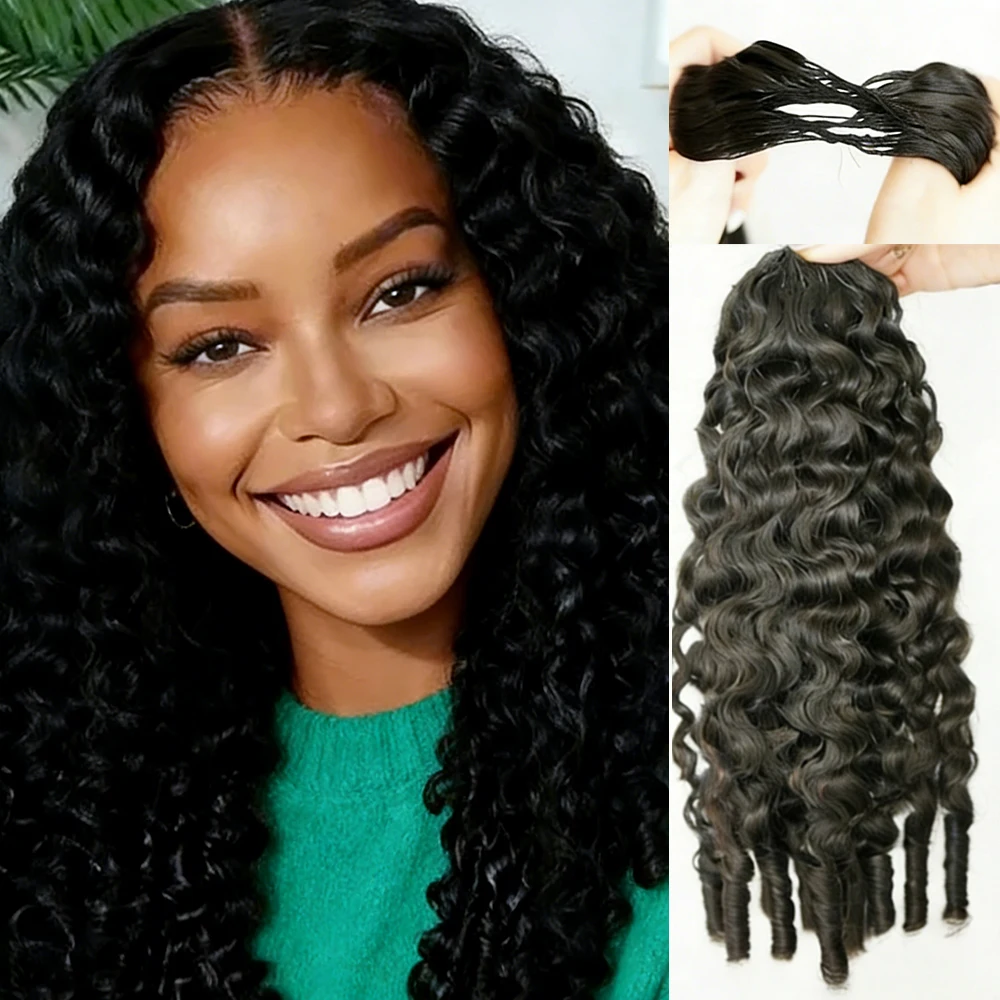 

Бирманские кудрявые 100% натуральные волосы для наращивания, без узлов, с эффектом перьев, предварительно разделенные, с спиральными концами для легкой установки