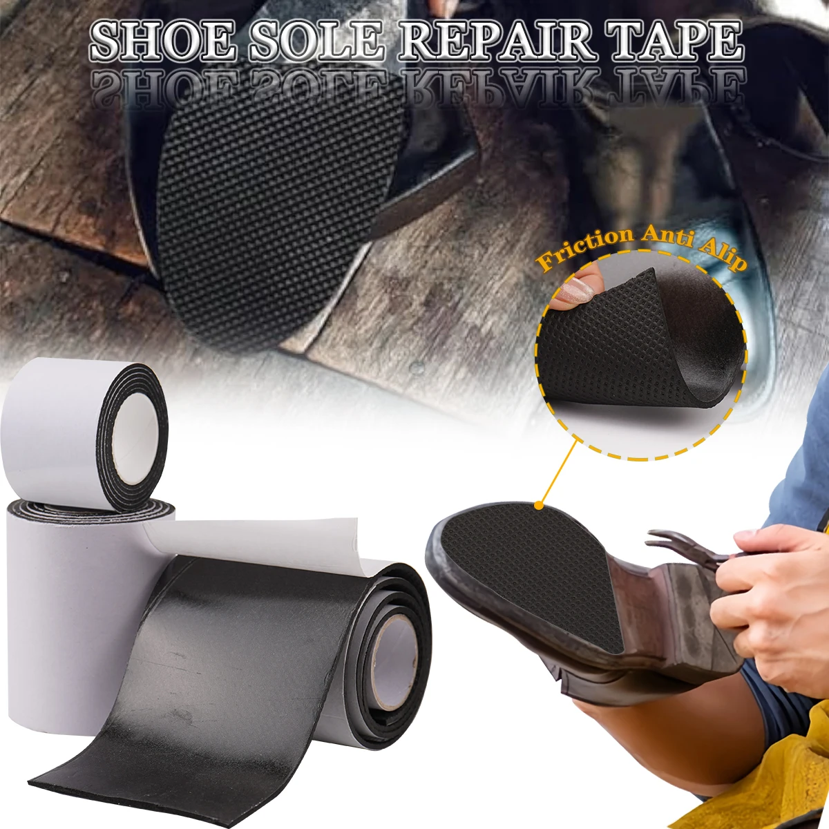5/10cm Sole Anti Slip Strong Sticker Wear-Resistant Self-Adhesive Sound Absorbing Patch Sports Leather Shoe Damage Repair Tape