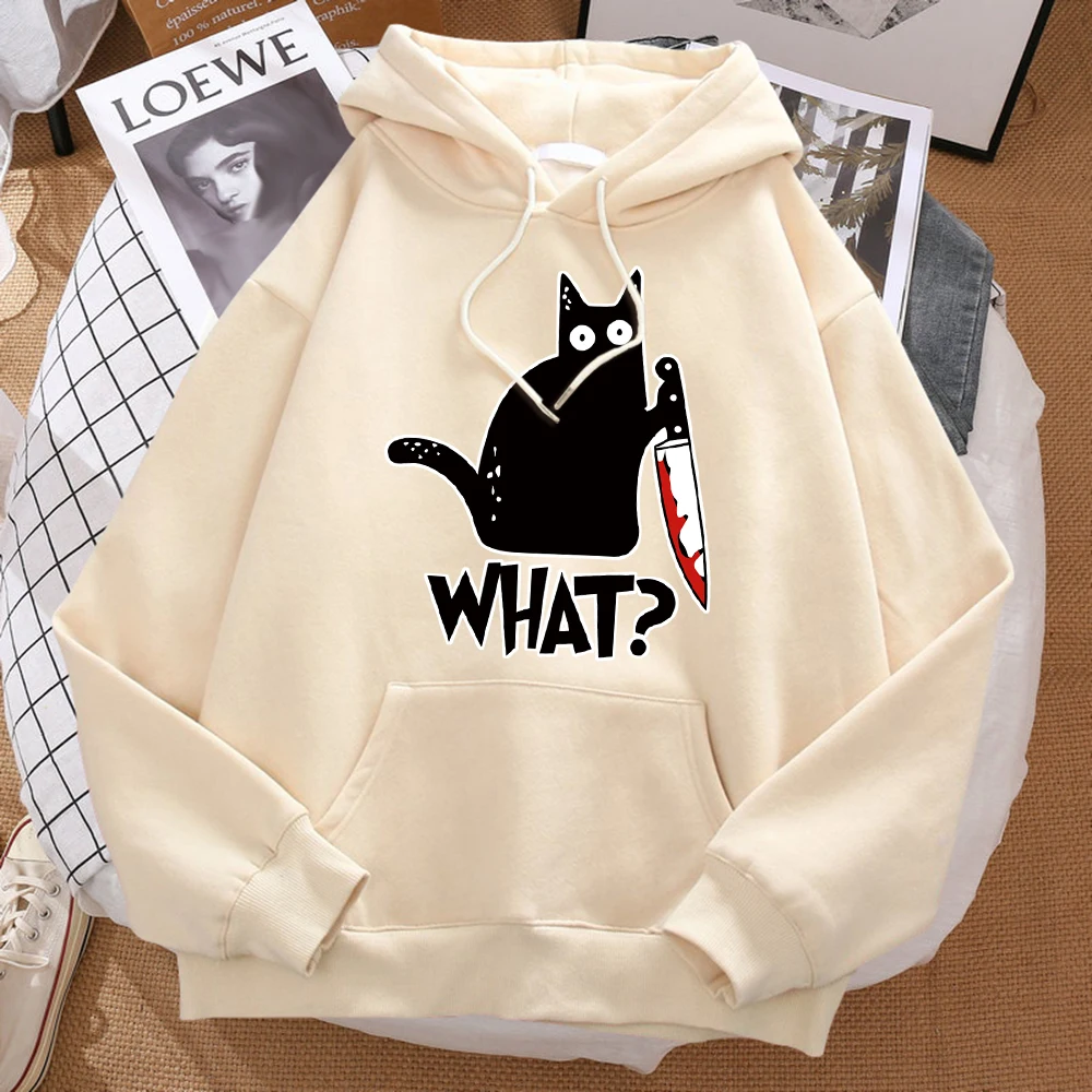 

Y2k Clothes What Cute Little Black Cat Holding A Knife Men Hoodie Street Fleece Hoody Hipster Sweatshirt Hip Hop Clothing Woman