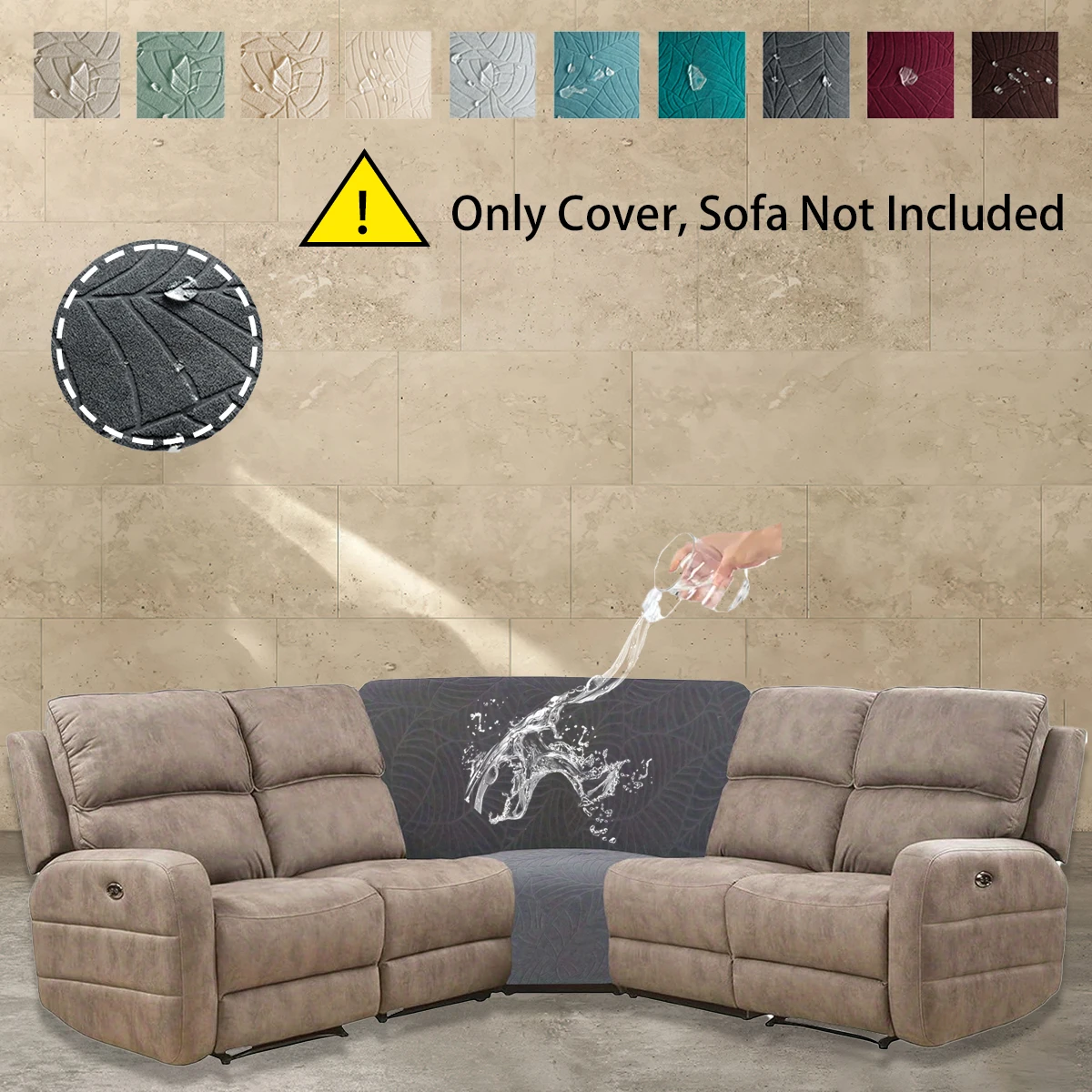 1Pc Water Resistant Leaf Texture Jacquard Stretch Recliner Corner Sofa Cover Spandex Non Slip Soft Sofa Protective Cover