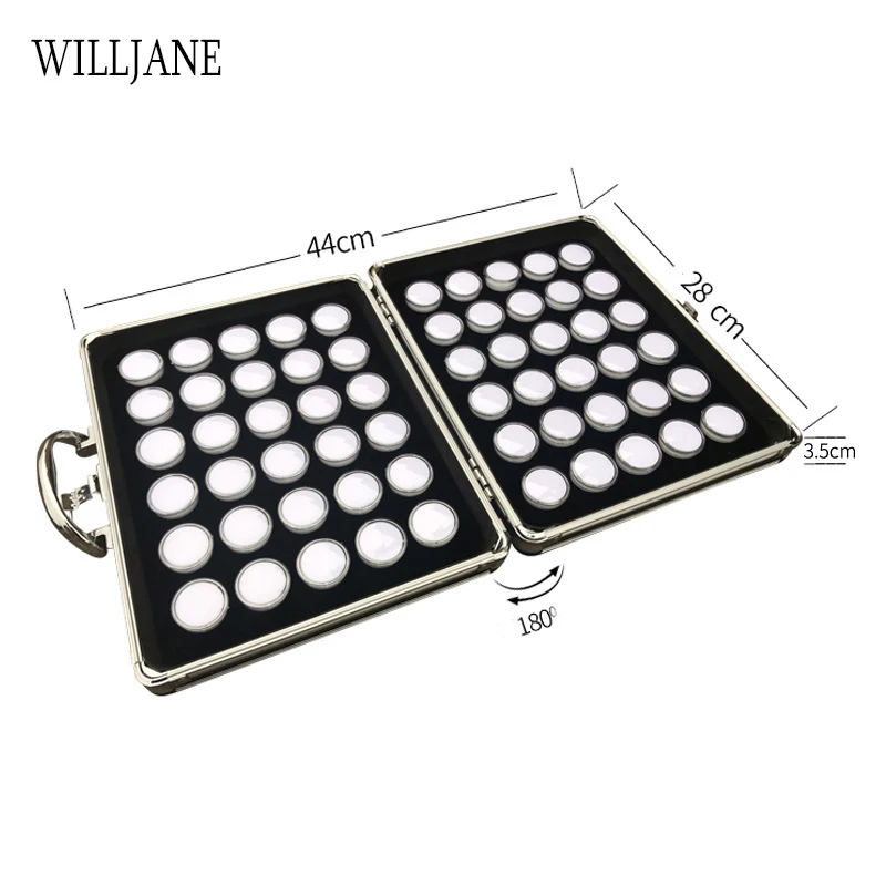 Foam Gem Jars Loosing Diamond Display Tray Metal Handle Pendant Bead Gemstones Storage Box Stone Collection Travel Carrying Case