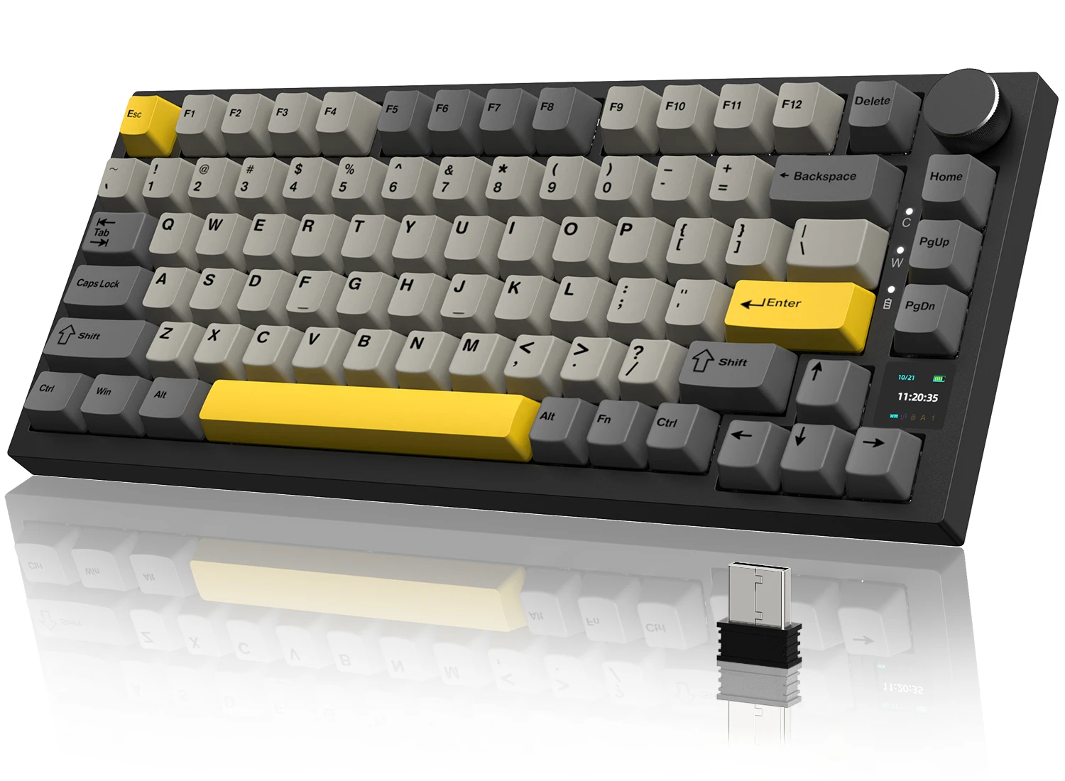 AJAZZ AK820 PRO Mechanische Tastatur mit TFT Smart Display & Drehregler, 2,4G Wireless/BT5.1/USB-C Kabelgebunden, 75% ANSI-Layout, 5 Schallabsorbierende Schaumstoffe, Hot-Swap Linear Switch,