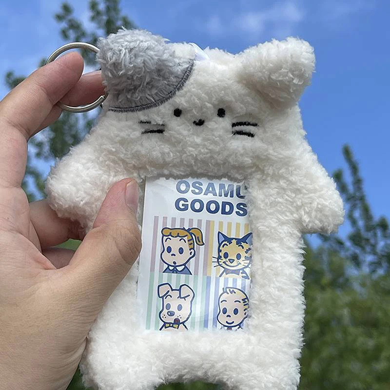 Мультяшный плюшевый держатель для фотокарт в Корейском стиле, держатель для автобусных карт, защитный чехол, чехол для карт, поп, фото, фото, чехол с брелоком