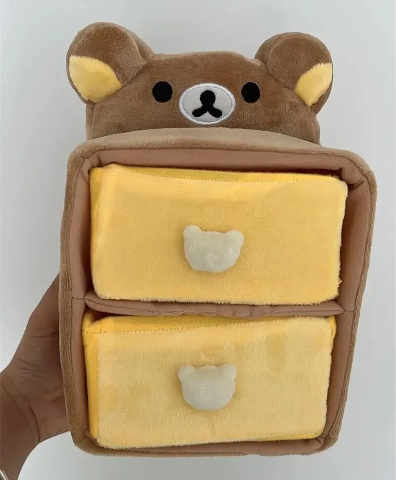 Rilakkuma Plush Storage Box Cute Desktop Small Drawer Mini Cabinet Kawaii Hair Accessories Jewelry Makeup Organizer Box