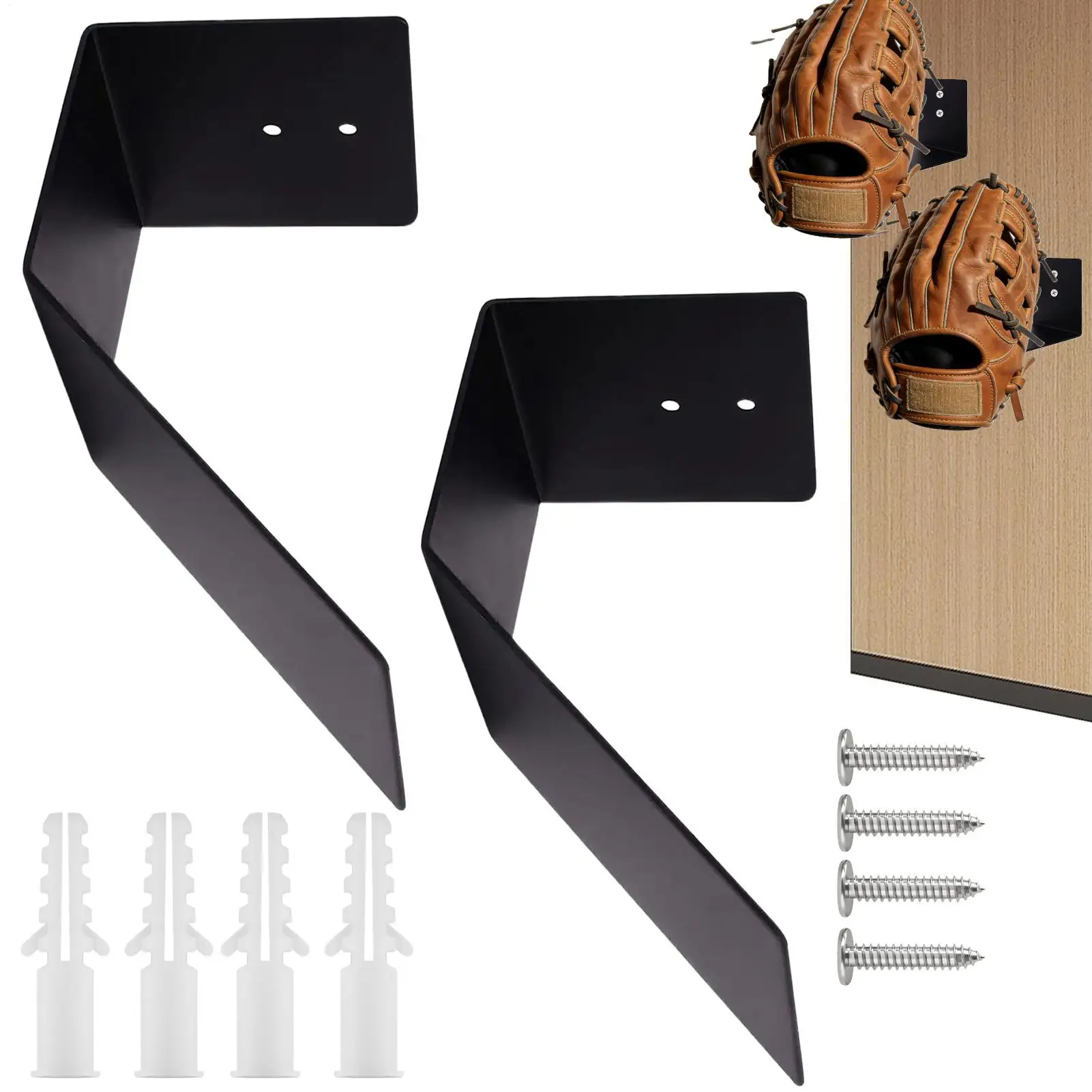 

Металлическое настенное крепление для бейсбольных перчаток, 2 шт., стальное, невидимое, экономящее место, органайзер для бейсбольных перчаток, сохраняет форму перчатки